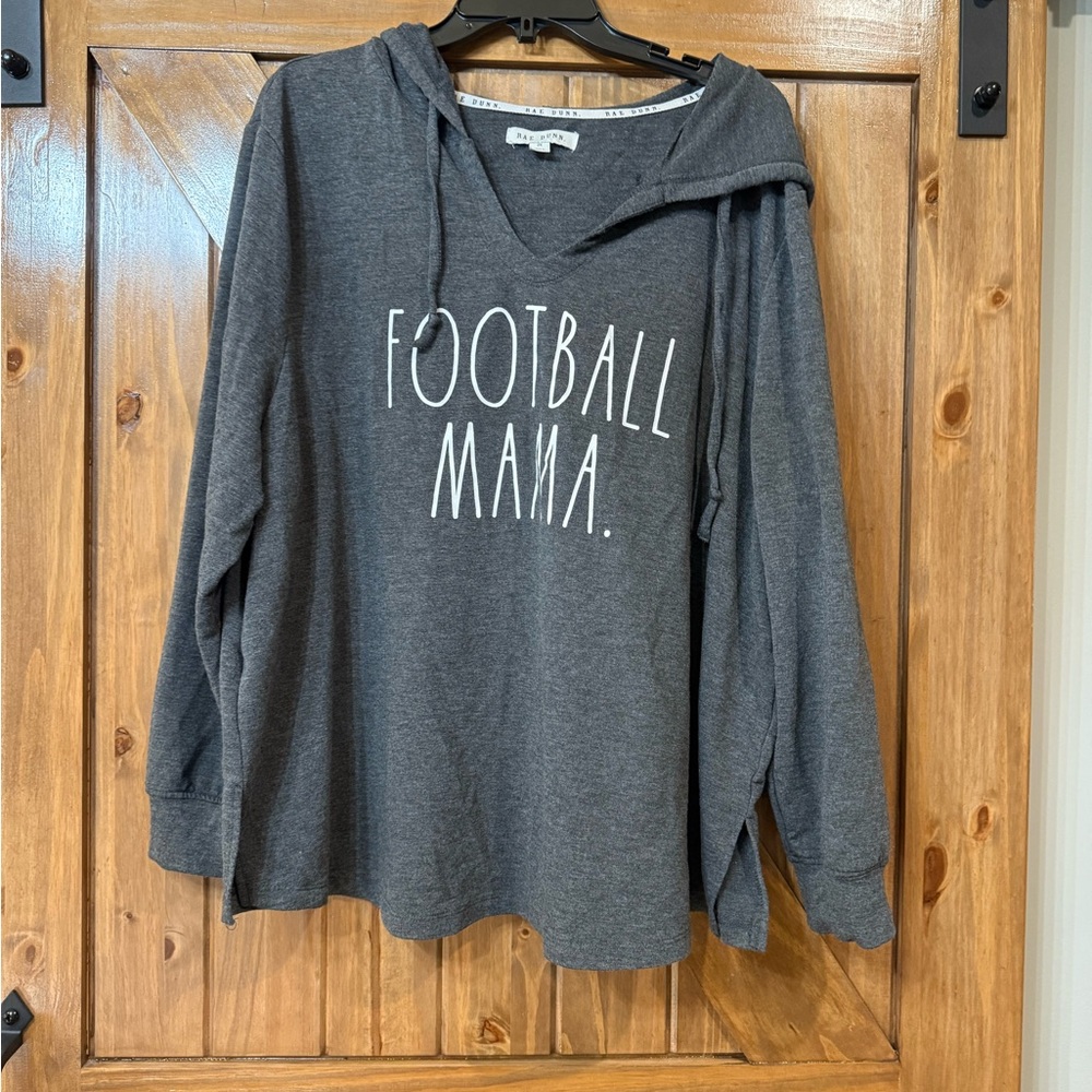 Rae Dunn Charcoal Football Mama Hoodie